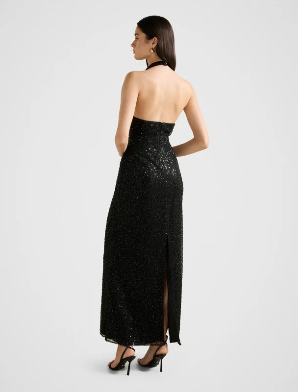 forever new  MIRANDA Sequined Halterneck Maxi Dress for Women | Best Price UAE